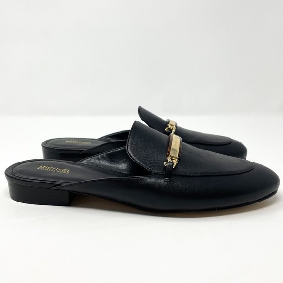 Michael Kors Nadia Leather Slide Loafer Mules Shoes Black Sz 9 - Picture 5 of 8